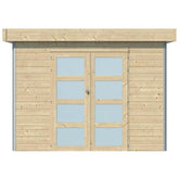 Abri Kasuko S 8,7m² en bois massif 28mm avec profils de coins en aluminium + porte et fenêtre – Gardenas Ma boutique